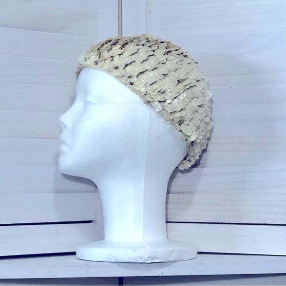 Vintage Handmade Beaded Sequin Beret Hat - Picture 3 of 9